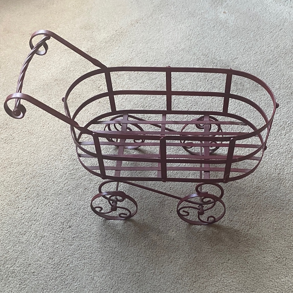Decorative Metal Rolling Cart in Deep Burgundy (Country Red)